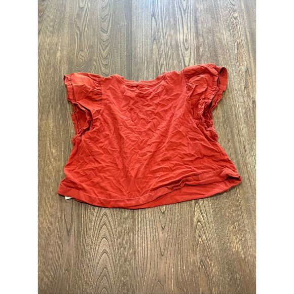 Old Navy Womens Cropped Top Ruffle Short Sleeve Cotton Pullover Orange Size L - Picture 4 of 4